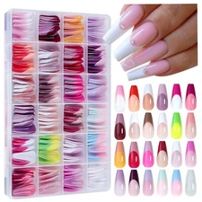 288pcs/Box Mix Colorful Acrylic False Nail Art Tips French Shape Press On Nails