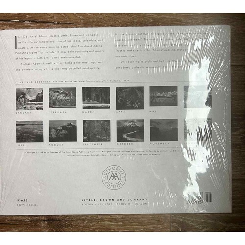 ANSEL ADAMS NUOVO SIGILLATO 1999 Calendario da parete 13 x 10,5, 13 stampe - Foto 2 di 4