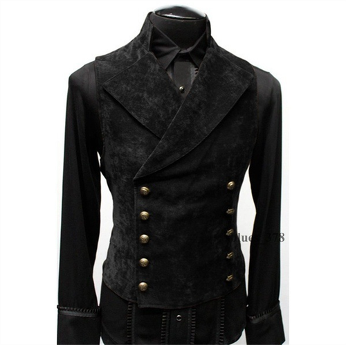 NEW Men's Medieval Steampunk Warrior Suede Vests Sleeveless Tops Costume Jacket - 第 5/10 張圖片