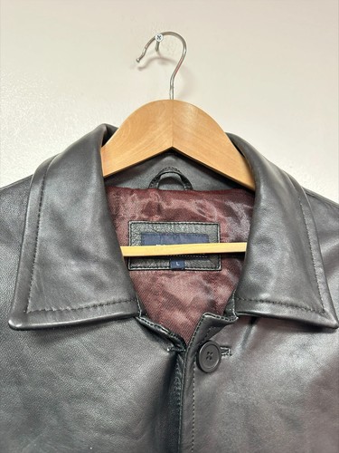 Brooker Casual Essentials Real Leather Black Jacket Button Up Classic Size Large - Picture 7 of 17