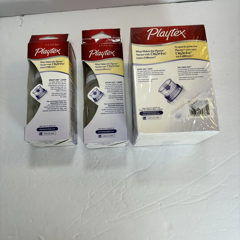 Lote de 2 novos frascos Playtex 4 oz para bebê com 5 forros + mais 100 novos forros - Imagem 3 de 4