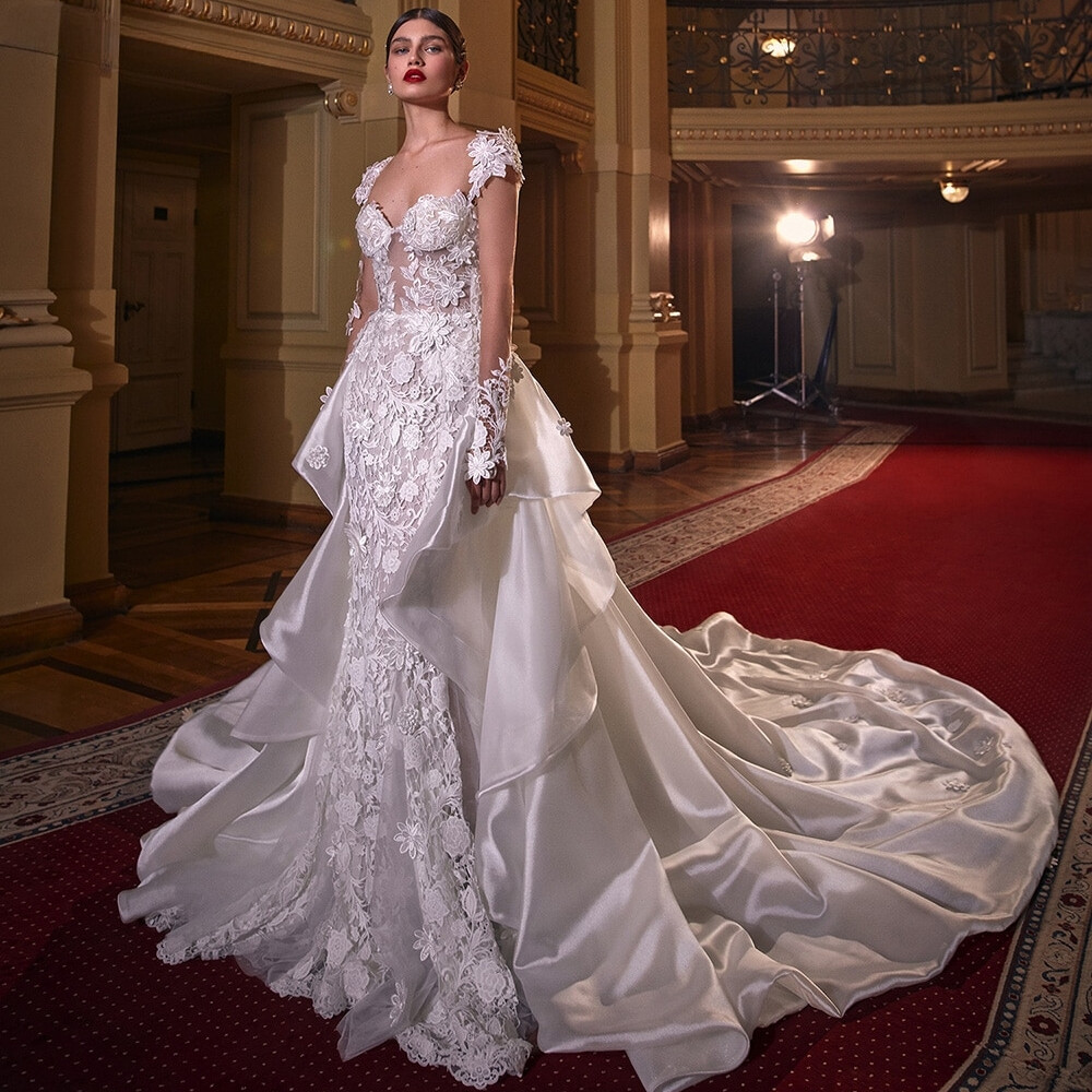 detachable train prom dress Exquisite Halter Detachable Train Charmeuse Prom Dresses COCOMELODY CS0793