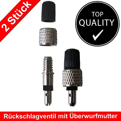 2 Dunlop Set Fahrrad Rückschlag Ventil Blitz mit Überwurfmutter Fahrradschlauch
