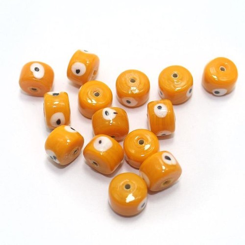 125 Pcs Evil Eye Tyre Beads 13x9mm For Jewelry Making Arts & Crafts - Picture 2 of 11
