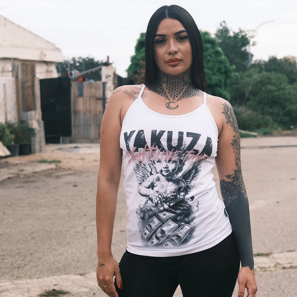 Neues Yakuza Damen Gamble Trägertop Shirt - Weiß - Bild 1 von 1