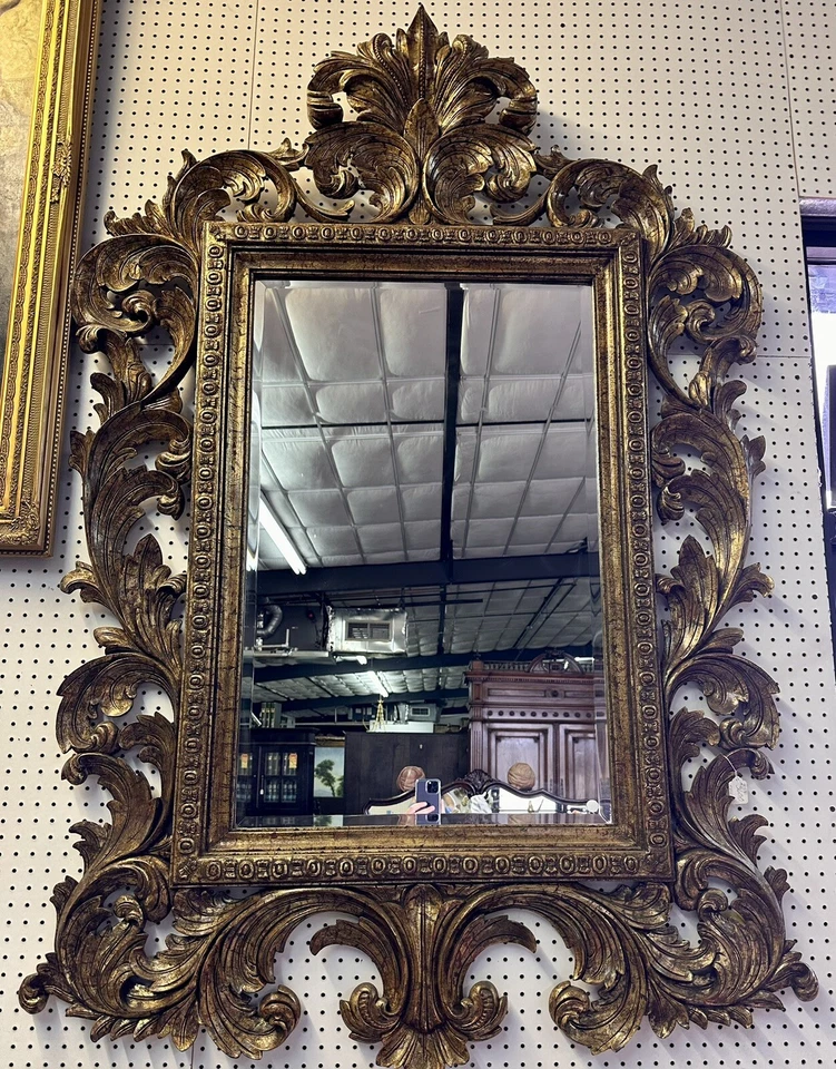 Винтажное деревенское французское позолоченное скошенное зеркало ручной работы - Изображение 3 из 4