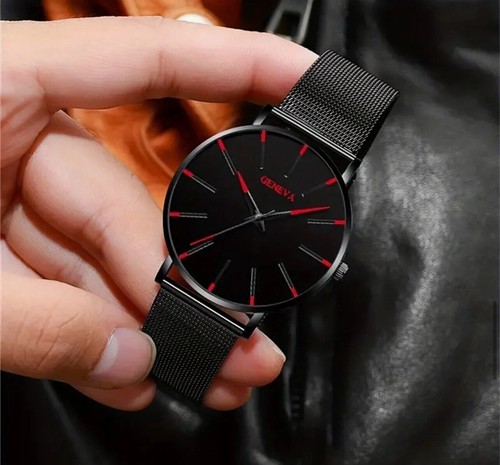 Montre Classique Minimaliste quartz fine Homme Bracelet Métal Fashion inoxydable - Imagen 5 de 5