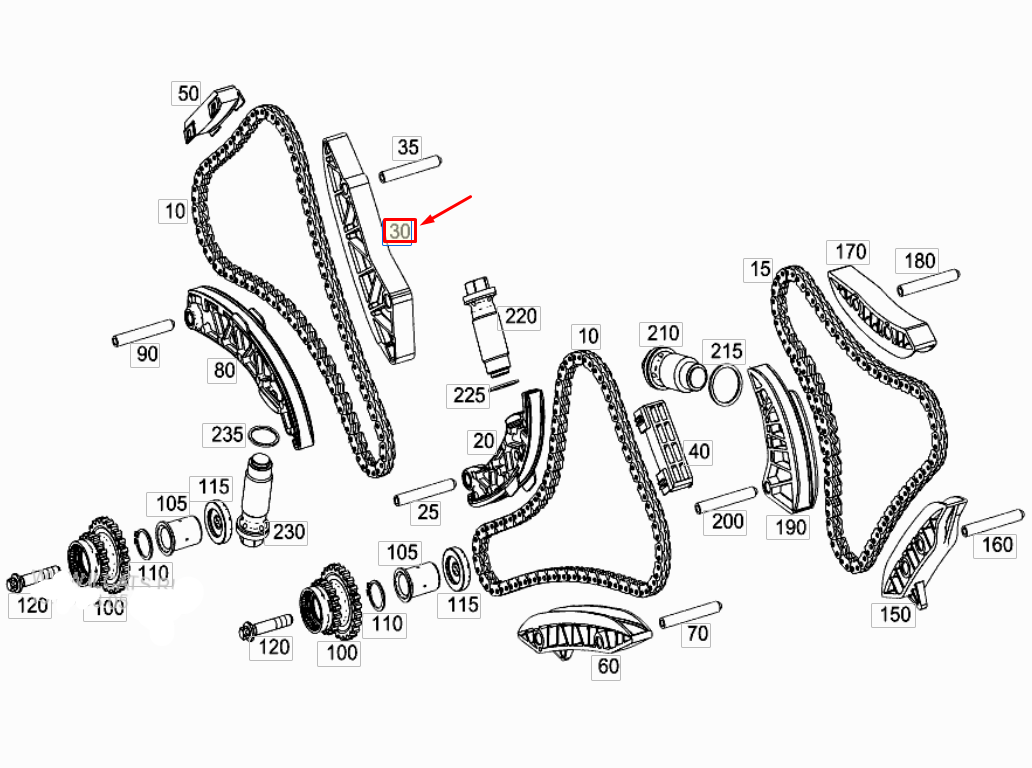 Tendeur de chaîne moteur droit MERCEDES-BENZ C W205 A1770524000