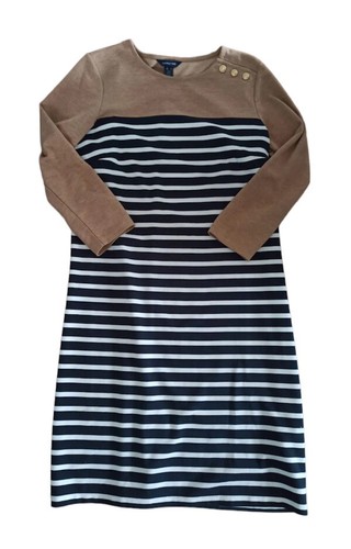 Lands End Striped Color Block Jersey Dress Sleeve Size M UK 12-14 RRP 70.00