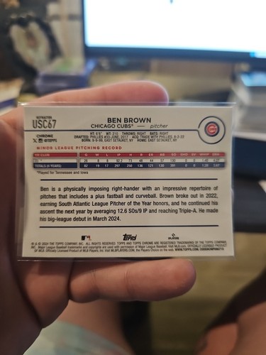 2024 Topps  Update Chrome #USC67 Ben Brown Refractor - Chicago Cubs - Picture 2 of 2