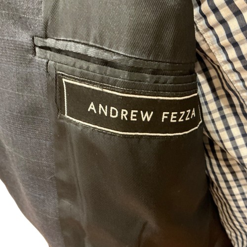 39R Andrew Fezza Dark Navy Blue  Plaid Glen Check Suit Jacket Sport Coat Blazer - Picture 6 of 15