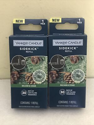 NEW 2 TOTAL Yankee Candle BALSAM & CEDAR Sidekick REFILLS Car Air Freshener