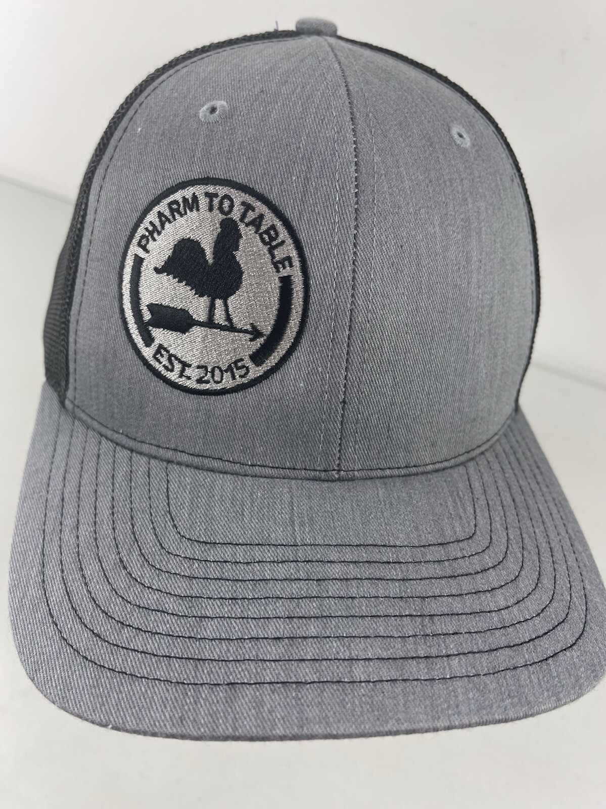 Pharm To Table Gray Black Adjustable Trucker Hat … - image 2