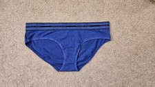 NWT Victoria's Secret Logo Elastic Waistband Blue Cotton Hiphugger Panty M 2015