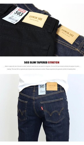 EDWIN 503 Slim Tapered Denim Jeans E50312 Made in Japan Stretch pants Men's NEW - Picture 6 of 19