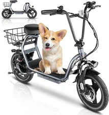 NEW Peak 1200W Electric Scooter with Seat 14'' Fat Tire Adults Commuter Ebike\