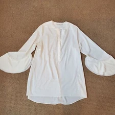 Soft Surroundings Popover blouse Ecru off White Bell/Tulip Sleeve Size M Evening