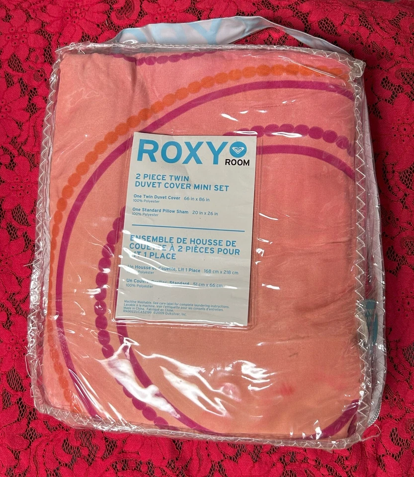 НОВЫЙ ~ Roxy ~ цветок розовый ~ TWIN пододеяльник/одеяло покрывало шам постельное белье ~ 2 шт. - Изображение 3 из 3