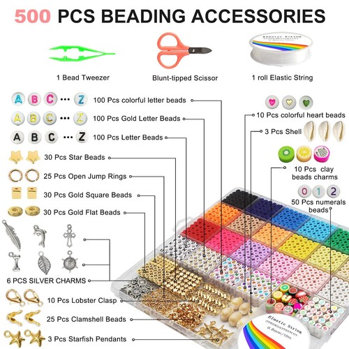 5100 Clay Beads Bracelet Making Kit Flat Preppy Beads for Friendship Jewelry ... - Picture 4 of 6