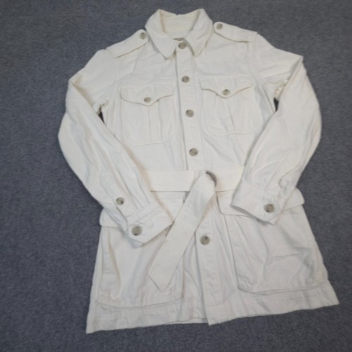 Ralph Lauren Jacket Women SMALL White Utility Denim Trench Coat Winter Size S - Picture 3 of 7