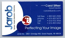2010s 2020s Business Card Jarob Signage Graphics Grand Rapids MI Vtg