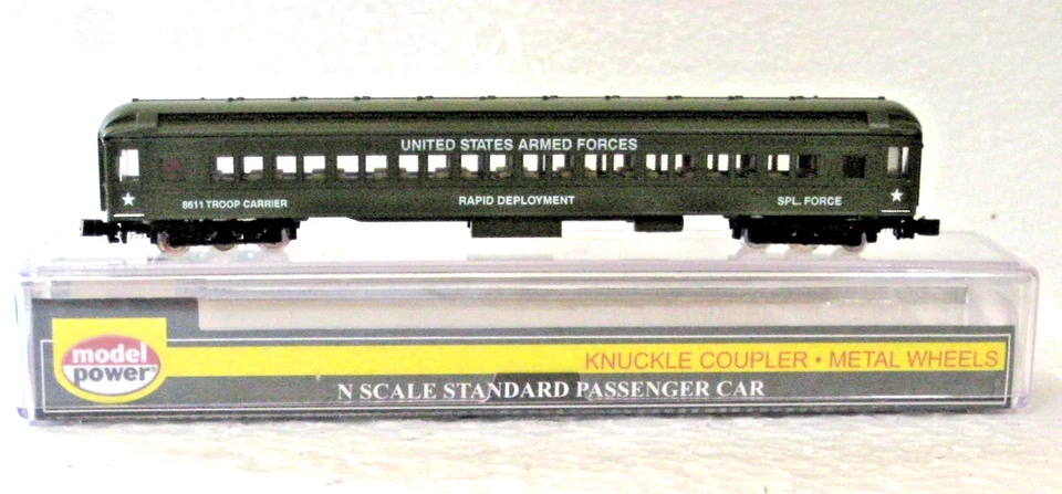 N SCALE US ARMY TROOP HARRIMAN COACH CAR # 88611 PASSENGER CAR - Image 3 of 4