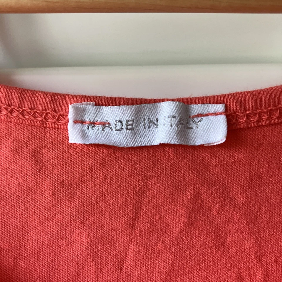 Made In Italy Loose Fit Top Coral/white Linen Mix Worn Once One Size - Image 2 of 4