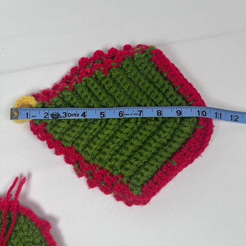 Gehäkelte Weihnachten Topflappen 3er Set heiße Pads Untersetzer grün rot Weihnachtsdeko - Bild 5 von 5