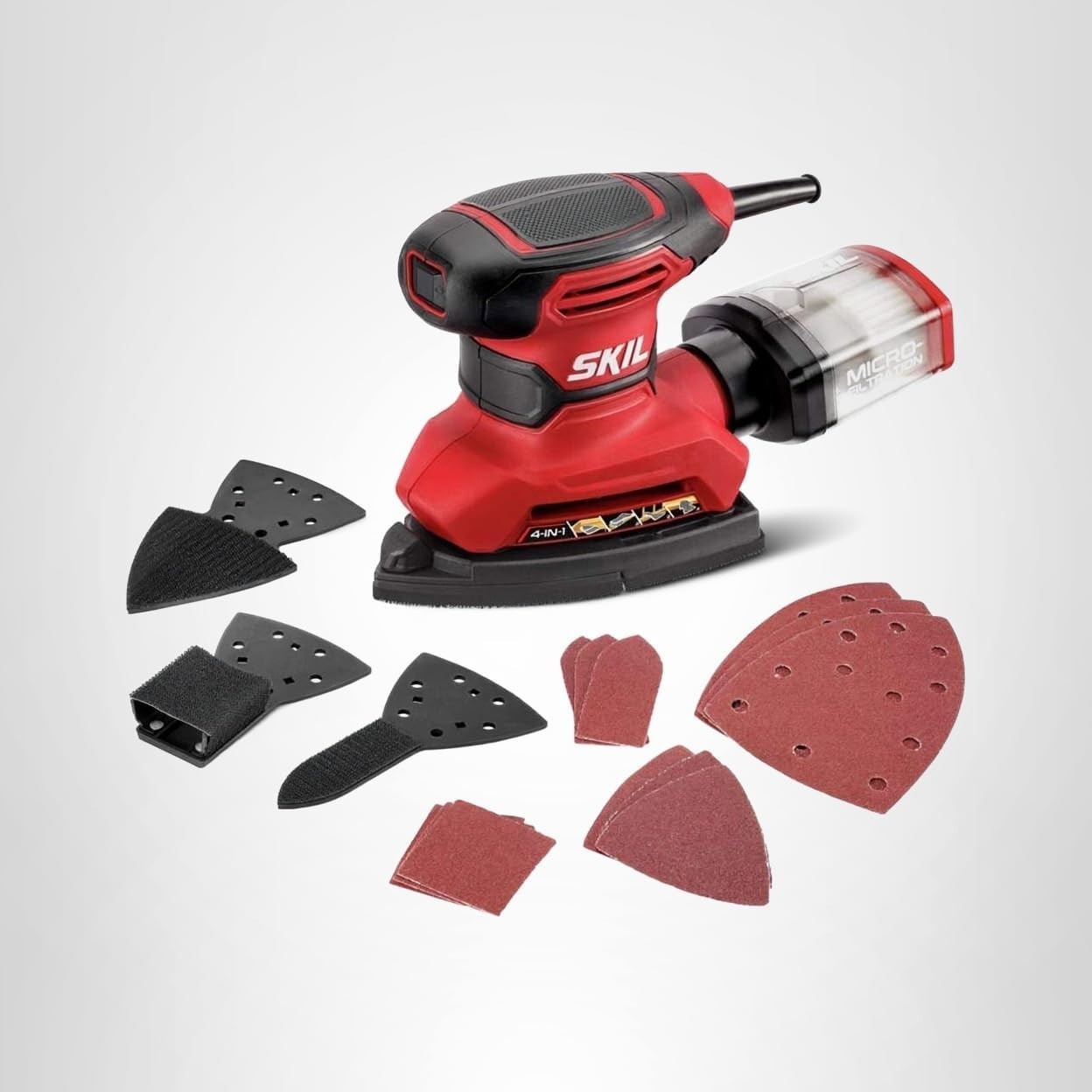 Corded Multi-Function Detail Sander: 4-in-1 Tool w/ Micro-Filter & Attachments