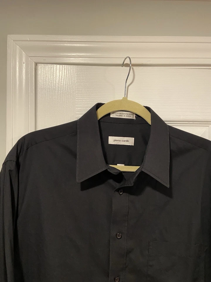 Рубашка на пуговицах мужская Pierre Cardin размер 16 черная хлопковая смесь на заказ - Изображение 2 из 4