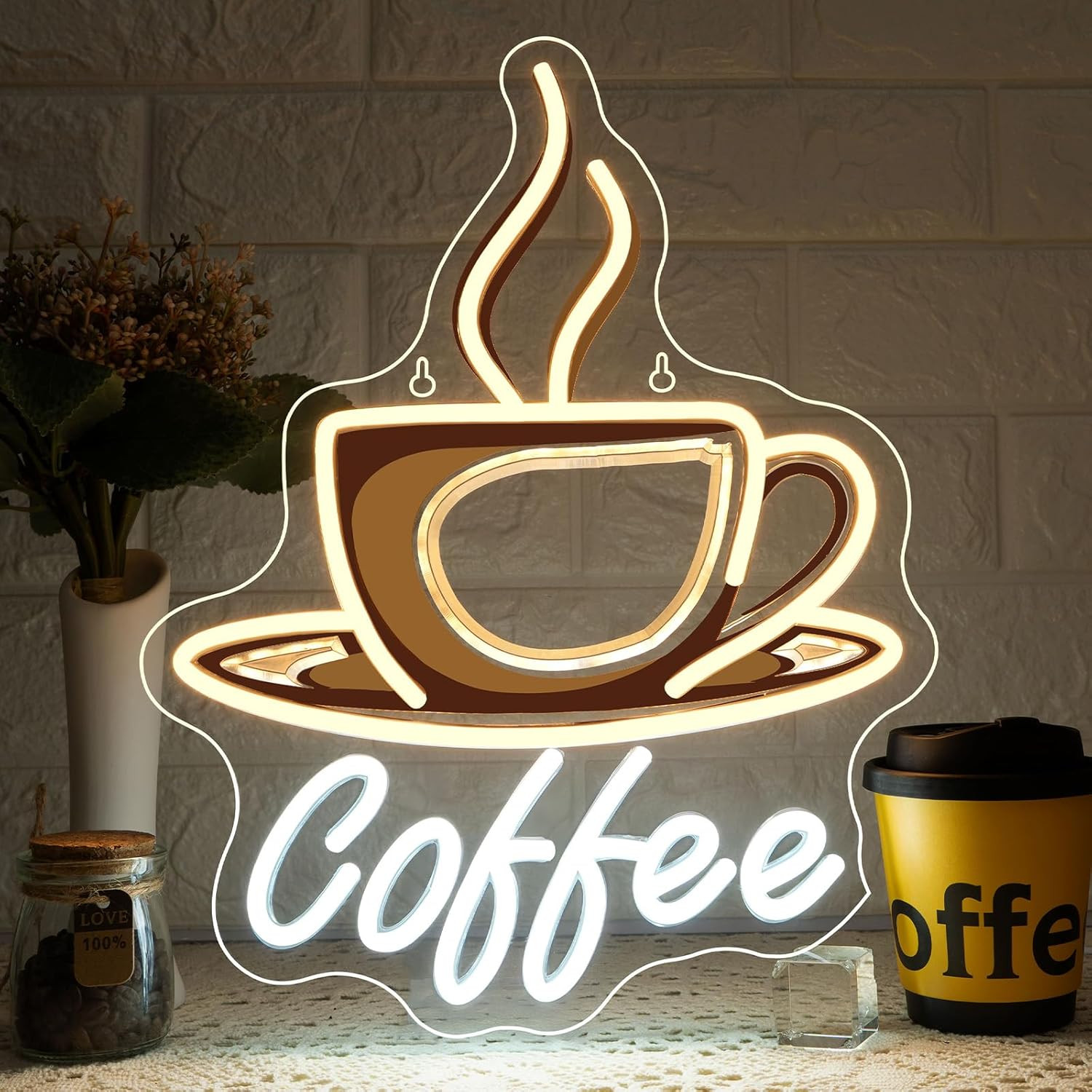 Coffee Scritte Neon,Caffè Scritta Led,Coffee Insegne Luminose per Decorazione Pa