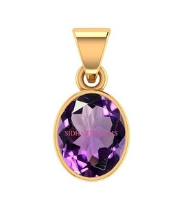 Authentic 11.00 Ratti 10.50 Carat Certified Amethyst Stone Gold Plated Pendant for Men