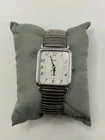 Vintage Timex 1995 Watch 28mm Date Silver Tone Rectangular  Watch