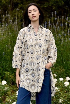 TRELISE COOPER Oversized Something Borrowed Shirt Embroidered Size S 10-14