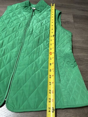 Talbots Quilted Puffer Vest Women Size Small Green Full Zip Outdoor - Picture 9 of 9