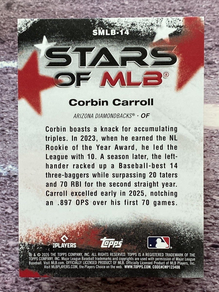 Corbin Carroll 2026 Topps Series 1 Stars Of MLB #SMLB-14 Arizona