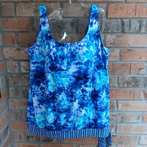 Womens Swim Top Tankini Bandeau Blue Tie Dye Size 22 - Picture 6 of 7