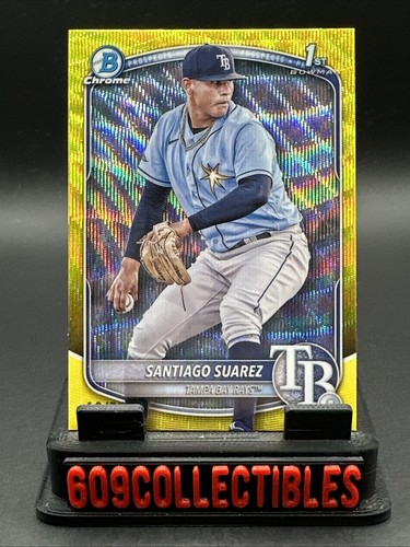 2025 Bowman Chrome Prospects Santiago Suarez BCP-142 Yellow Wave /75 B86