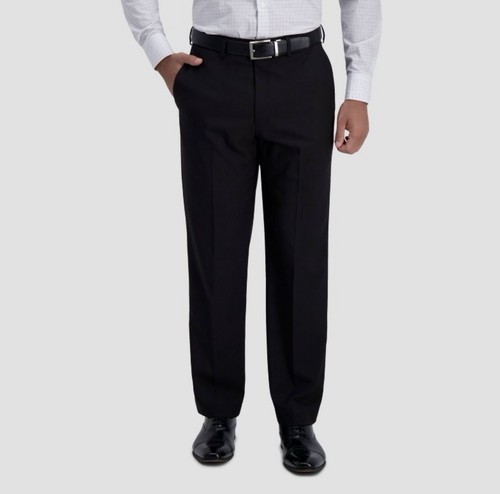 Neu mit Etikett Haggar H26 Anzughose Herren 38 W x 32 L schwarz Premium Stretch klassische Passform