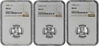 1943 P D S 1c Lincoln Steel Wheat Cent NGC MS 65 Three Coin Lot