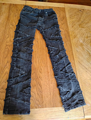 VNRD Denim Black Studded Distressed Stretch Jeans Size 14