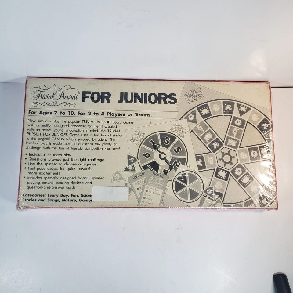 Vintage 1987 Trivial Pursuit For Juniors Party Game FACTORY SEALED Retro Kids - Image 2 of 4
