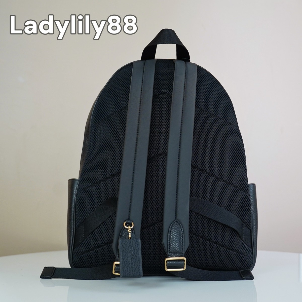 Coach 5669 Large Refined Pebbled Leather Court Backpack Bag Black