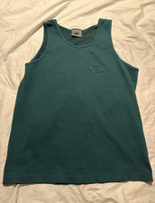 Vintage 1998 Speedo Carbon Fiber Logo Mesh Tank Top Teal Green 90s Athletic Men