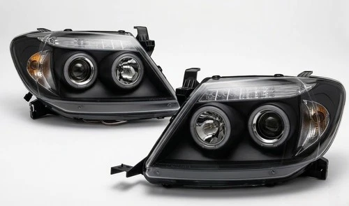 Pair Black CCFL Halo Projector Headlights for Toyota Hilux N70 05-10 SR5