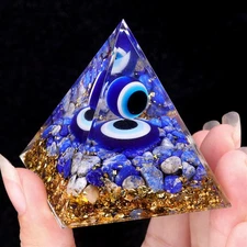 Devil's Eye Pyramid Blue Gold Stone Ornament Pendant Resin Dropping Glue Craft