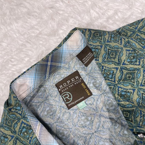Roper "Wear the West" Damen Plus 2X Pearl Snap Green Print Shirt RN35869 M1 - Bild 6 von 6