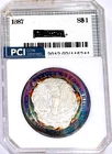 1887-P Gem BU + Morgan Dollar   Bright Rainbow  Target Toned