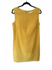 LOFT Yellow Eyelet Lace Dress Sleeveless Cotton Size 8 Summer