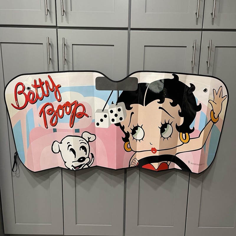 VTG 2002 Betty Boop & Pudgy Sun Shade Visor Driving Cute Girly Pink Dice RARE!